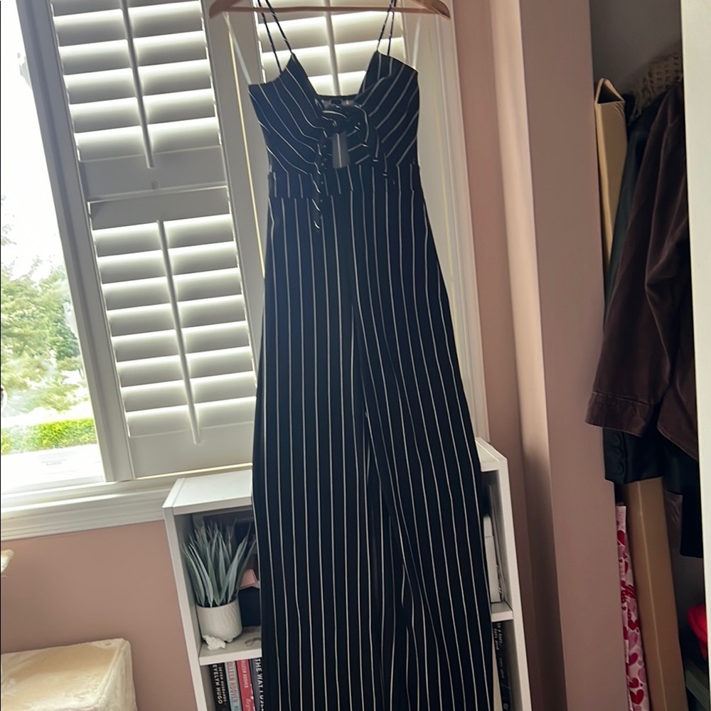 Windsor Black and White Striped Jumpsuit